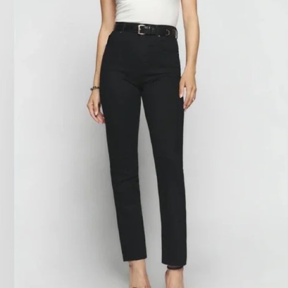 Reformation Liza Ultra High Rise Straight Black Jeans - Size 28